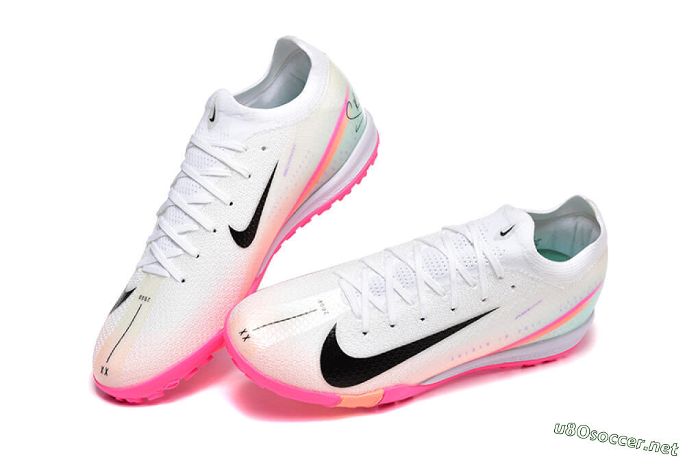 Unisex Nike Air Zoom Mercurial Vapor 16 Elite TF Football Shoes - White/Black/Pink 3