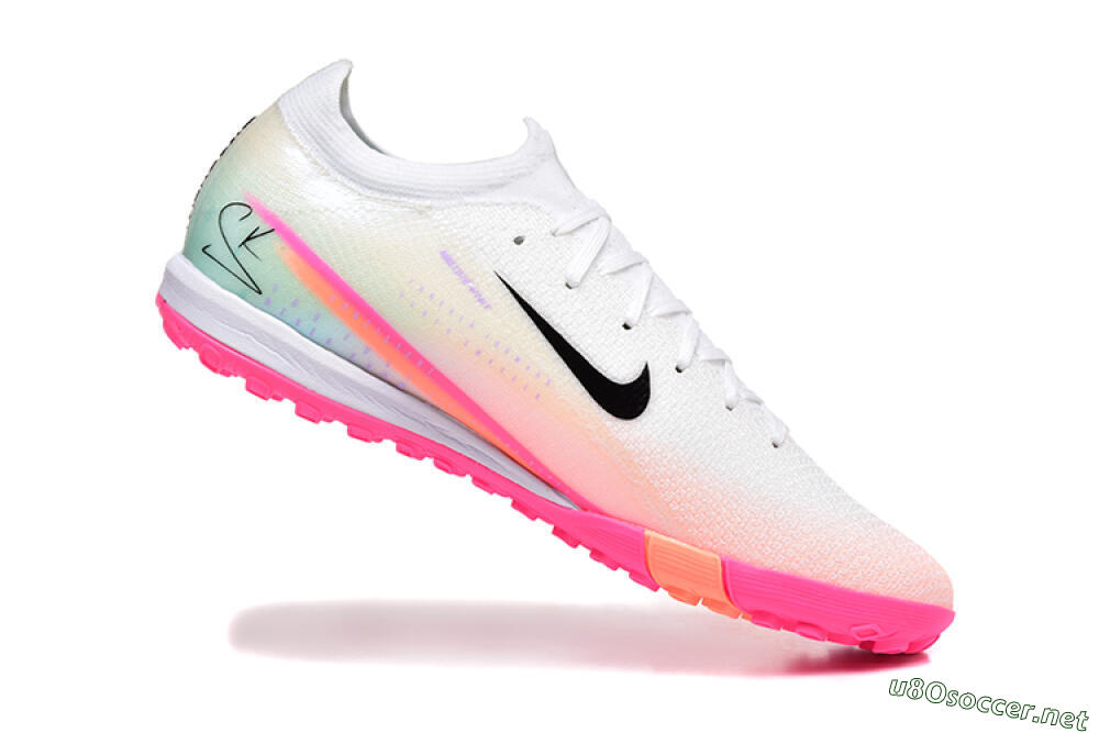 Unisex Nike Air Zoom Mercurial Vapor 16 Elite TF Football Shoes - White/Black/Pink 4