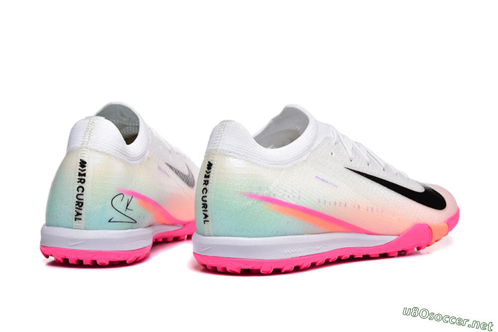 Unisex Nike Air Zoom Mercurial Vapor 16 Elite TF Football Shoes - White/Black/Pink 5