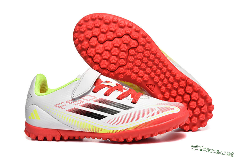 Kids Adidas F50 Elite TF Football Shoes - White/Red/Yellow 2