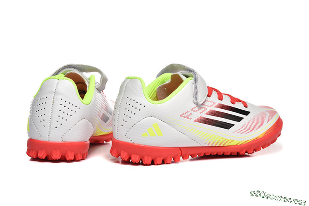 Kids Adidas F50 Elite TF Football Shoes - White/Red/Yellow 9