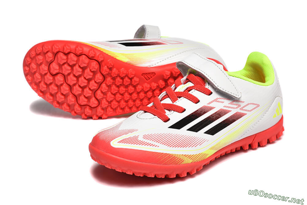 Kids Adidas F50 Elite TF Football Shoes - White/Red/Yellow 3
