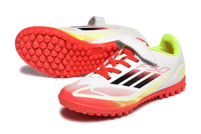 Kids Adidas F50 Elite TF Football Shoes - White/Red/Yellow