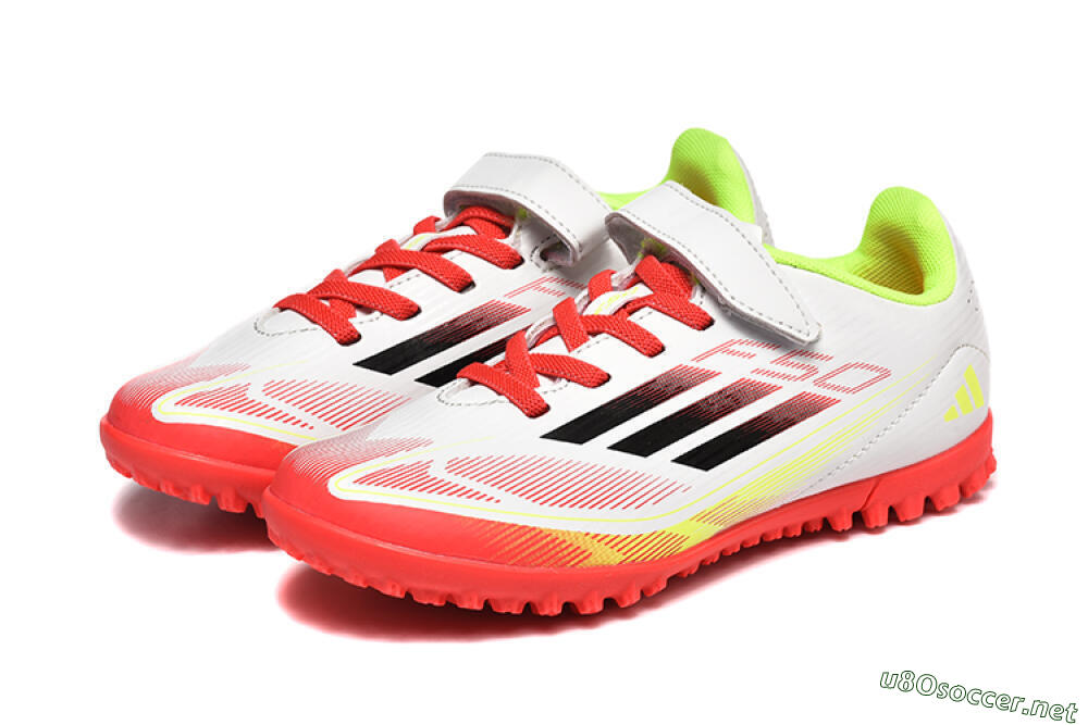 Kids Adidas F50 Elite TF Football Shoes - White/Red/Yellow 5