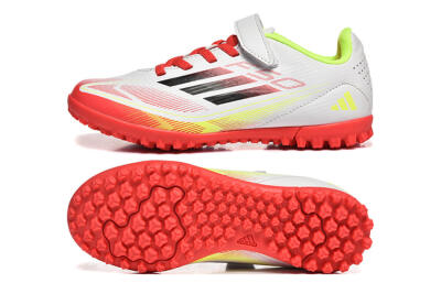 Kids Adidas F50 Elite TF Football Shoes - White/Red/Yellow