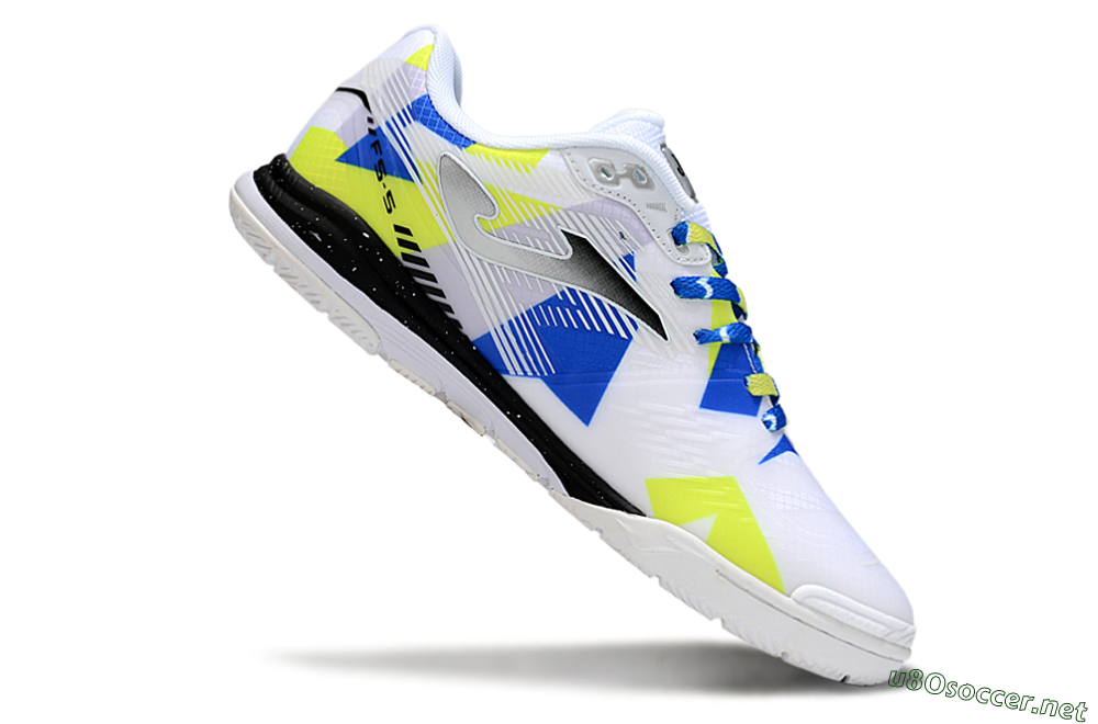 Men's Joma Top Flex IC Football Shoes - White/Blue/Yellow 4