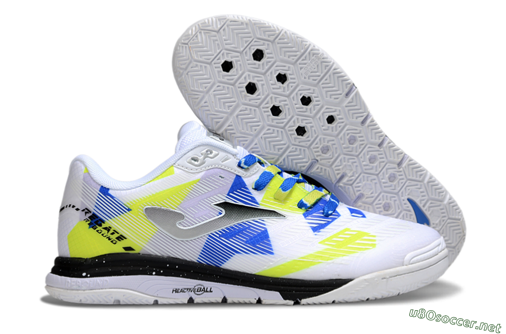Men's Joma Top Flex IC Football Shoes - White/Blue/Yellow 2