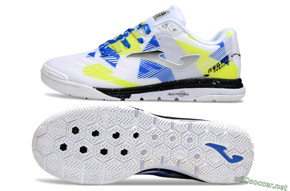 Men's Joma Top Flex IC Football Shoes - White/Blue/Yellow 1