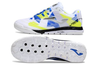 Men's Joma Top Flex IC Football Shoes - White/Blue/Yellow