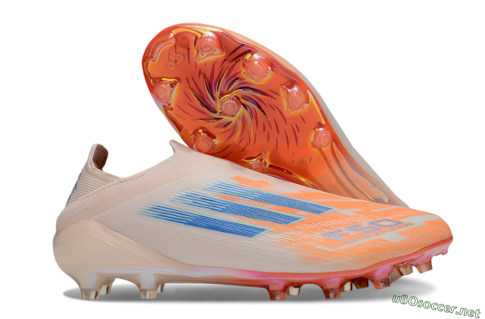Men's Adidas F50 Elite Laceless FG Football Boots - Pink/Orange/Blue 2