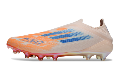 Men's Adidas F50 Elite Laceless FG Football Boots - Pink/Orange/Blue