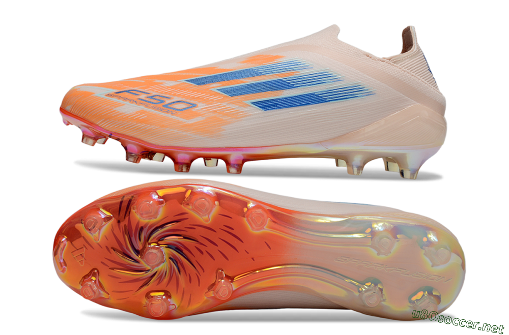 Men's Adidas F50 Elite Laceless FG Football Boots - Pink/Orange/Blue 1