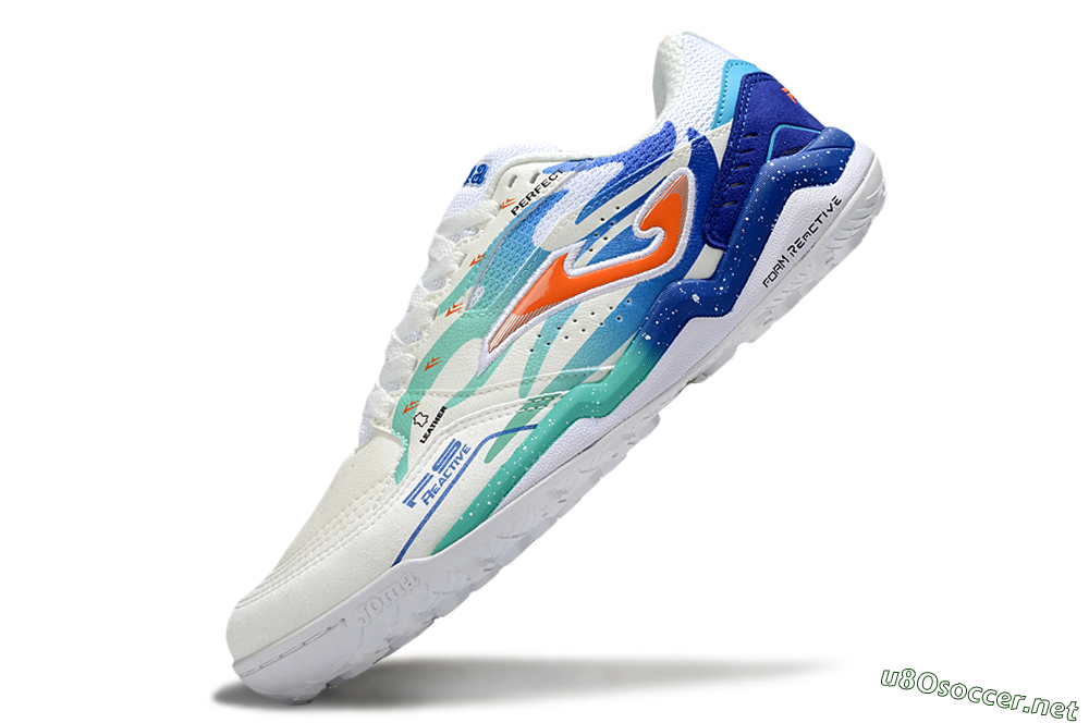 Men's Joma Top Flex IC Football Shoes - White/Blue/Red 5