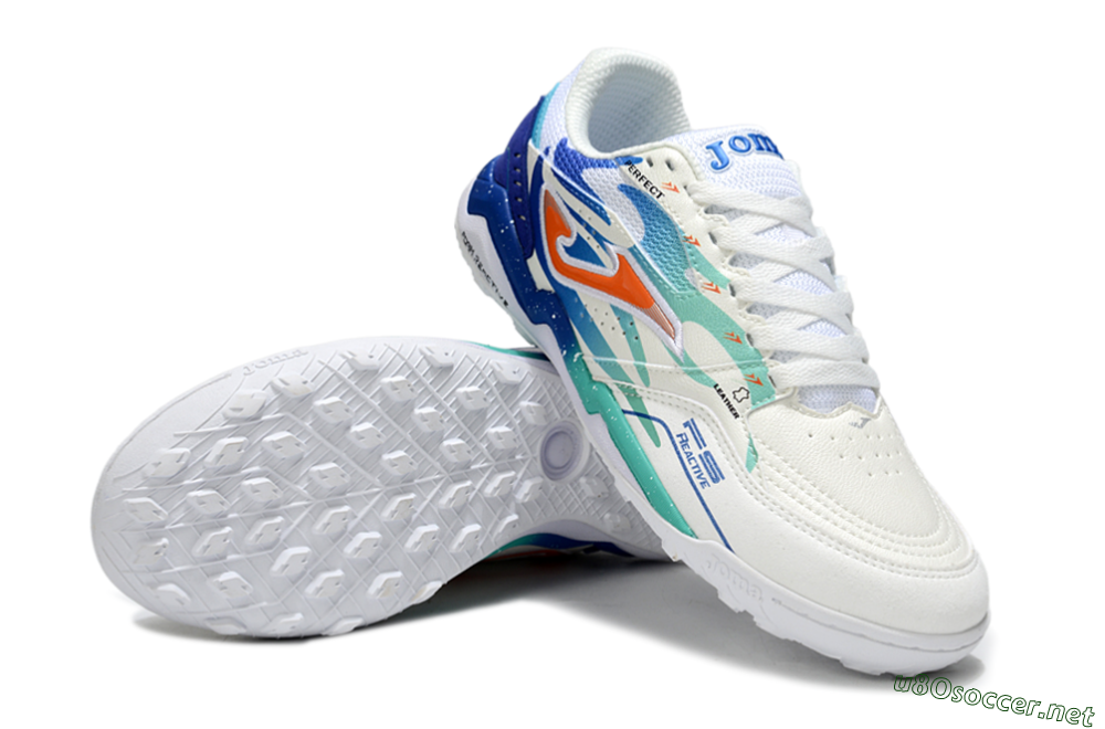 Men's Joma Top Flex IC Football Shoes - White/Blue/Red 3
