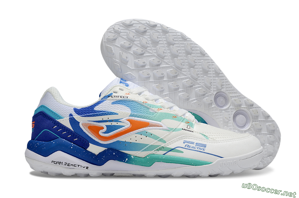 Men's Joma Top Flex IC Football Shoes - White/Blue/Red 2