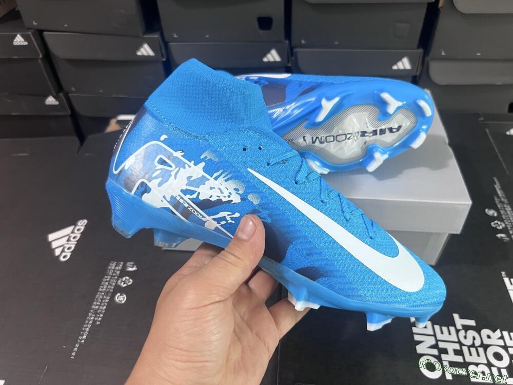 Unisex Nike Air Zoom Mercurial Superfly 10 Elite FG Football Boots - Blue/White