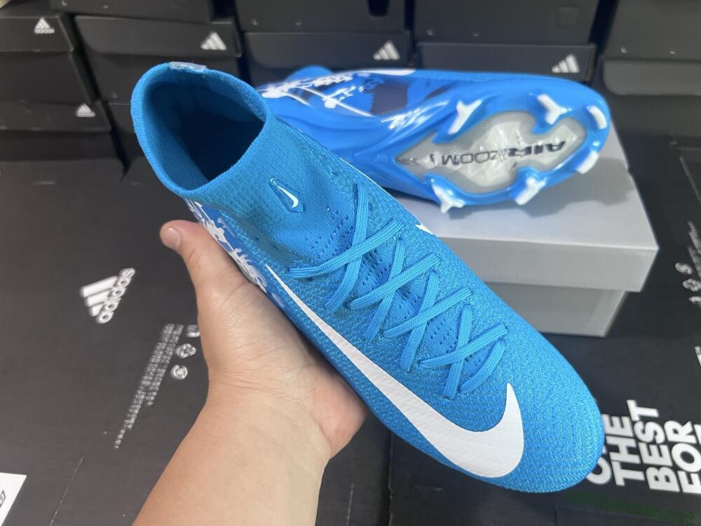 Unisex Nike Air Zoom Mercurial Superfly 10 Elite FG Football Boots - Blue/White