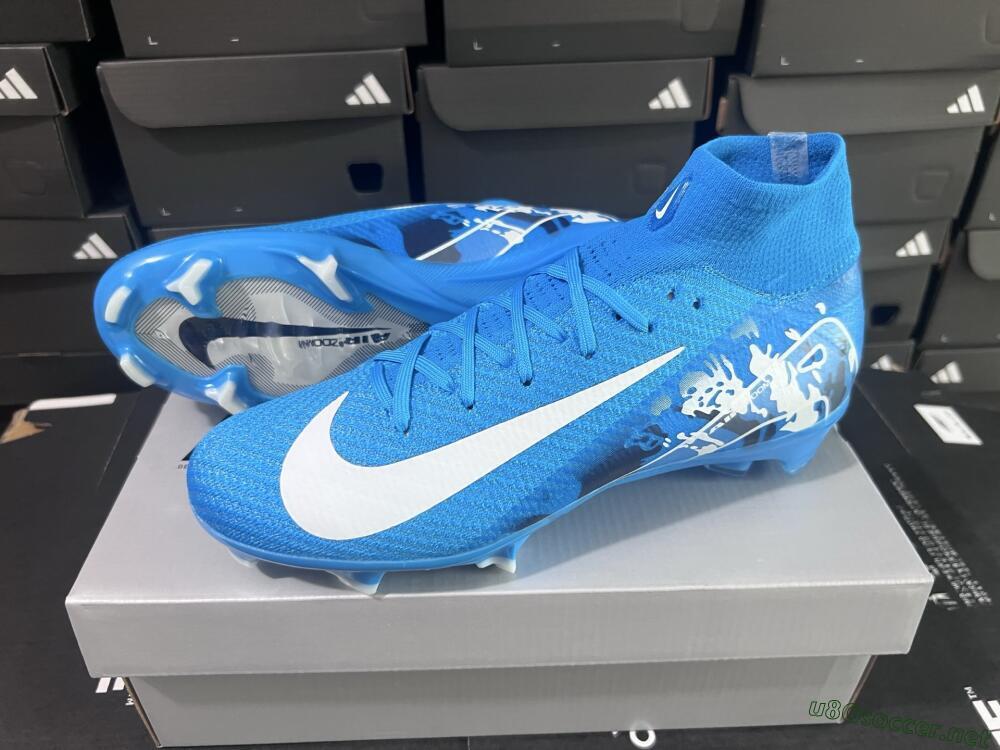 Unisex Nike Air Zoom Mercurial Superfly 10 Elite FG Football Boots - Blue/White