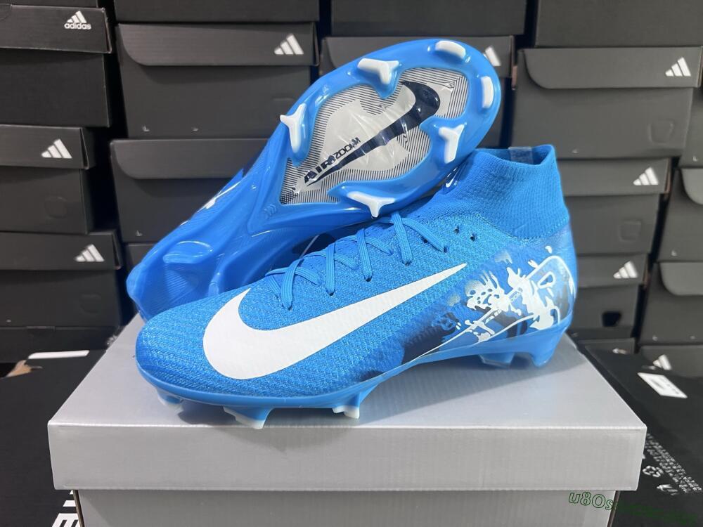 Unisex Nike Air Zoom Mercurial Superfly 10 Elite FG Football Boots - Blue/White