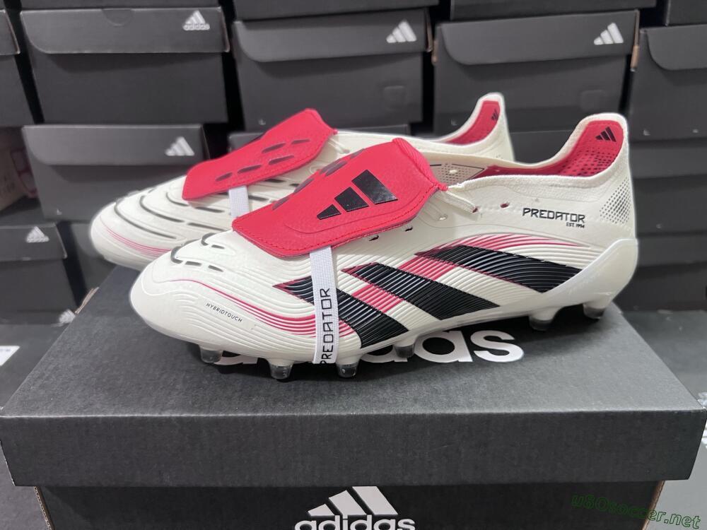 Unisex Adidas Predator 25 Elite Foldover Tongue AG Football Boots - White/Black/Red