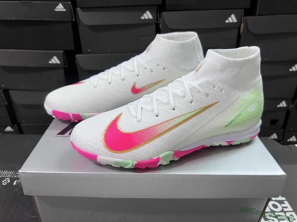 Unisex Nike Air Zoom Mercurial Superfly 10 Elite TF Football Shoes - White/Red/Gold