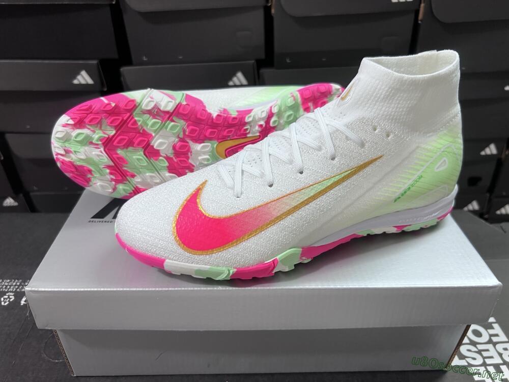 Unisex Nike Air Zoom Mercurial Superfly 10 Elite TF Football Shoes - White/Red/Gold