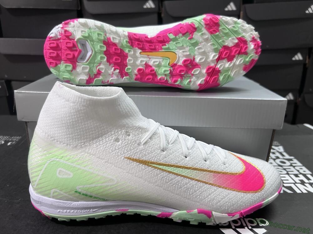 Unisex Nike Air Zoom Mercurial Superfly 10 Elite TF Football Shoes - White/Red/Gold