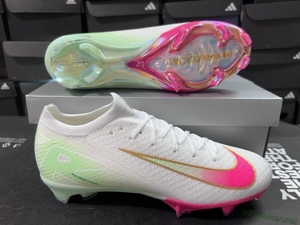 Unisex Nike Air Zoom Mercurial Vapor 16 Elite FG Football Boots - White/Red/Gold
