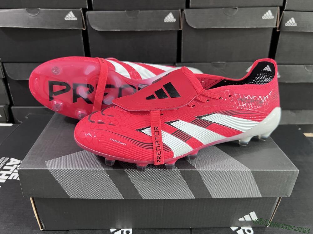 Men's Adidas Predator 25 Elite Foldover Tongue FG Football Boots - Red/White/Black
