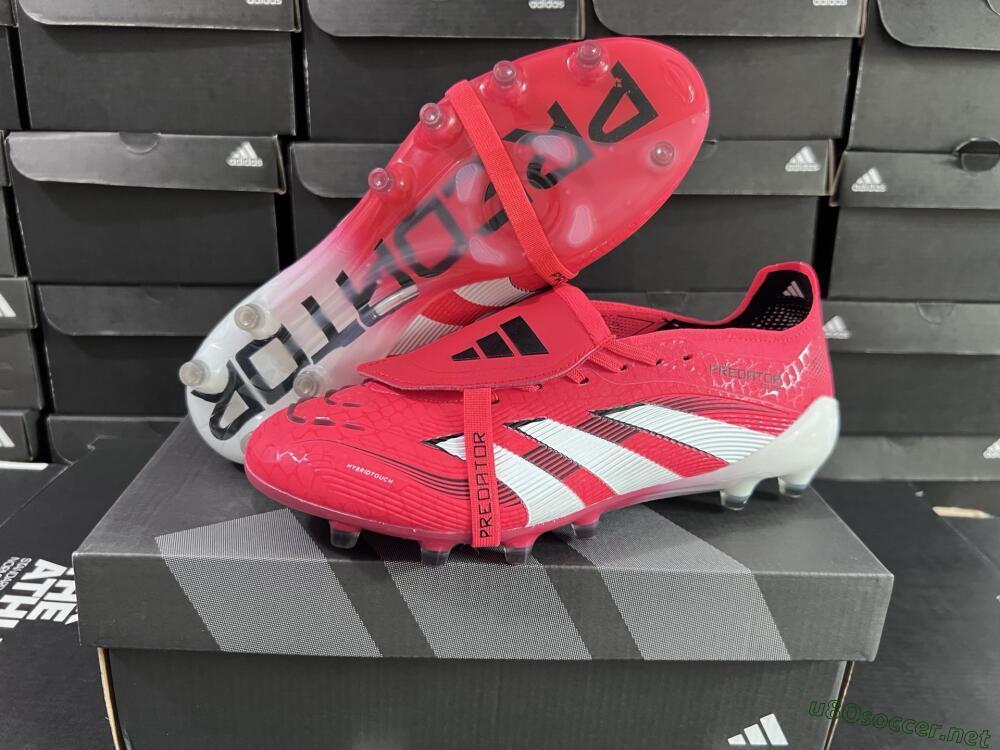 Men's Adidas Predator 25 Elite Foldover Tongue FG Football Boots - Red/White/Black