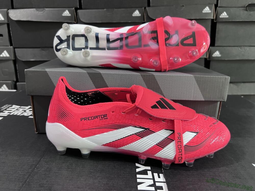 Men's Adidas Predator 25 Elite Foldover Tongue FG Football Boots - Red/White/Black