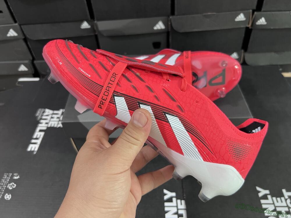 Men's Adidas Predator 25 Elite Foldover Tongue FG Football Boots - Red/White/Black
