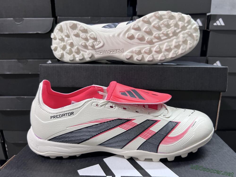 Unisex Adidas Predator Elite Foldover Tongue TF Football Shoes - Beige/Black/Red