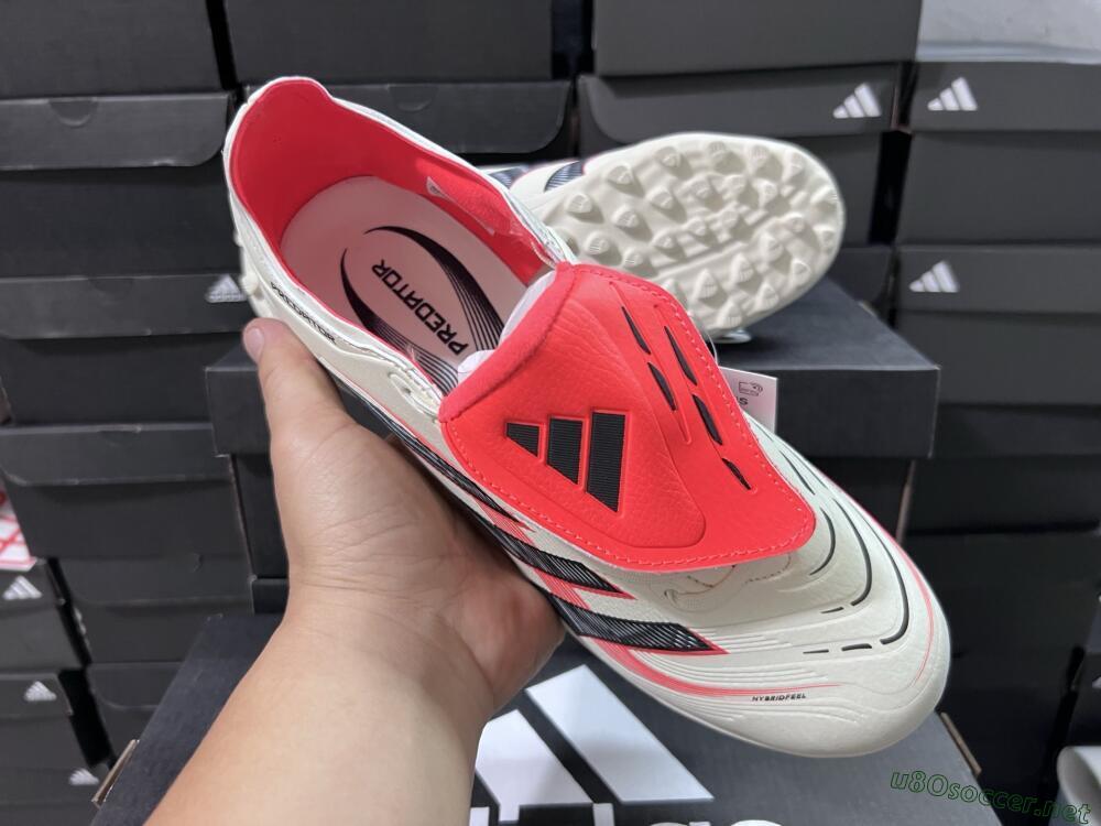 Unisex Adidas Predator Elite Foldover Tongue TF Football Shoes - Beige/Black/Red