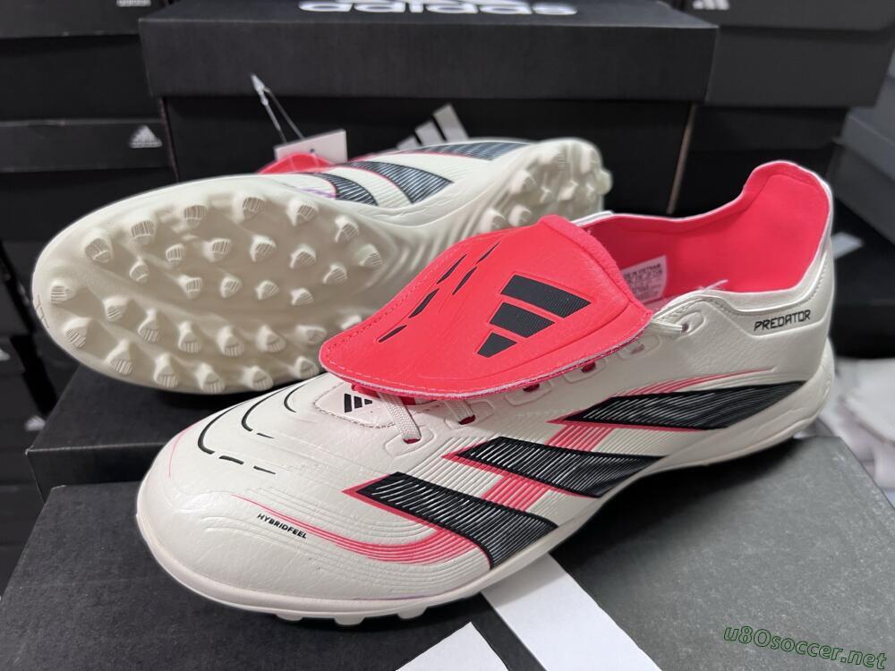 Unisex Adidas Predator Elite Foldover Tongue TF Football Shoes - Beige/Black/Red