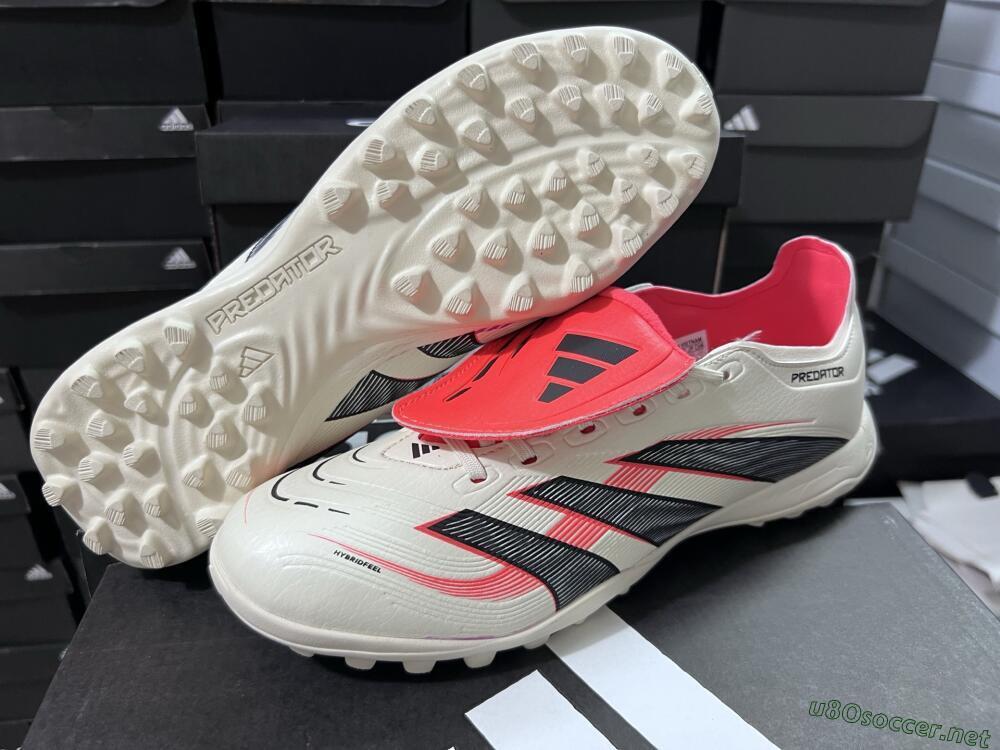 Unisex Adidas Predator Elite Foldover Tongue TF Football Shoes - Beige/Black/Red