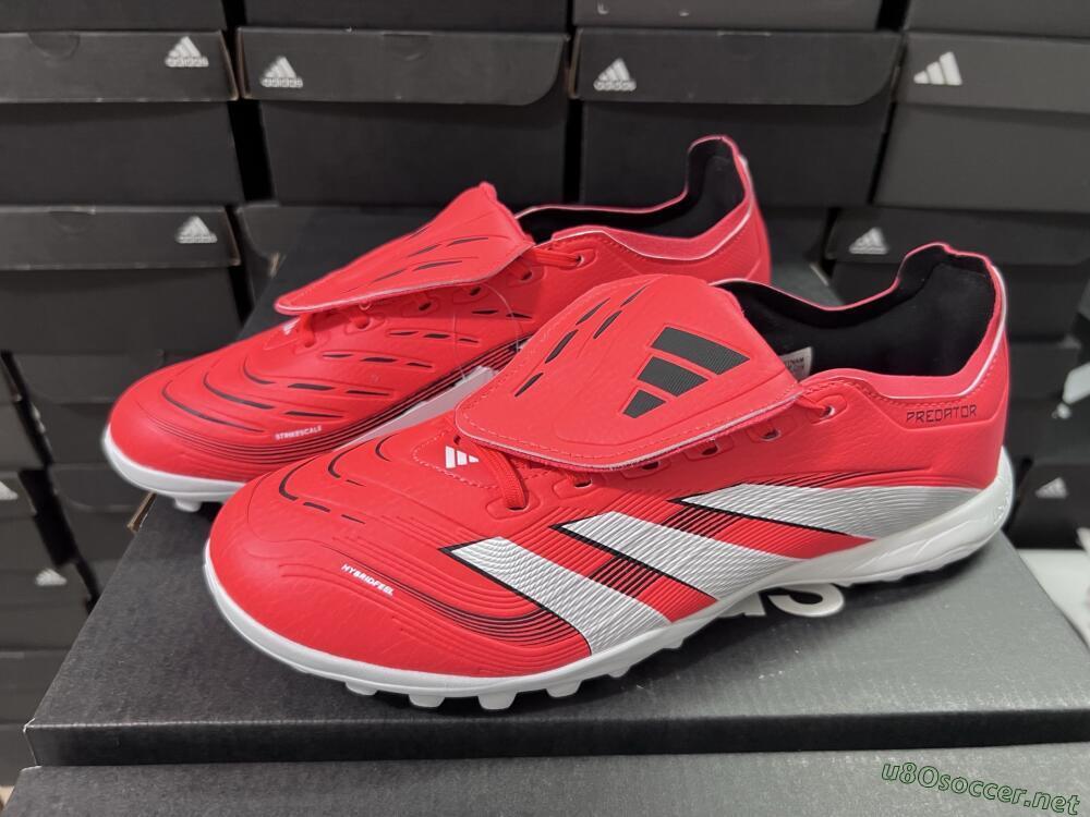 Unisex Adidas Predator 25 Elite Foldover Tongue TF Football Shoes - Red/White/Black