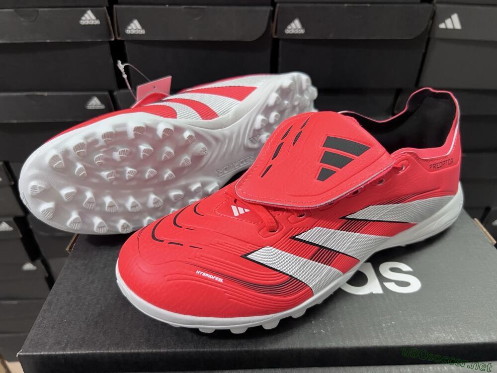 Unisex Adidas Predator 25 Elite Foldover Tongue TF Football Shoes - Red/White/Black