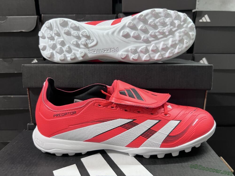 Unisex Adidas Predator 25 Elite Foldover Tongue TF Football Shoes - Red/White/Black