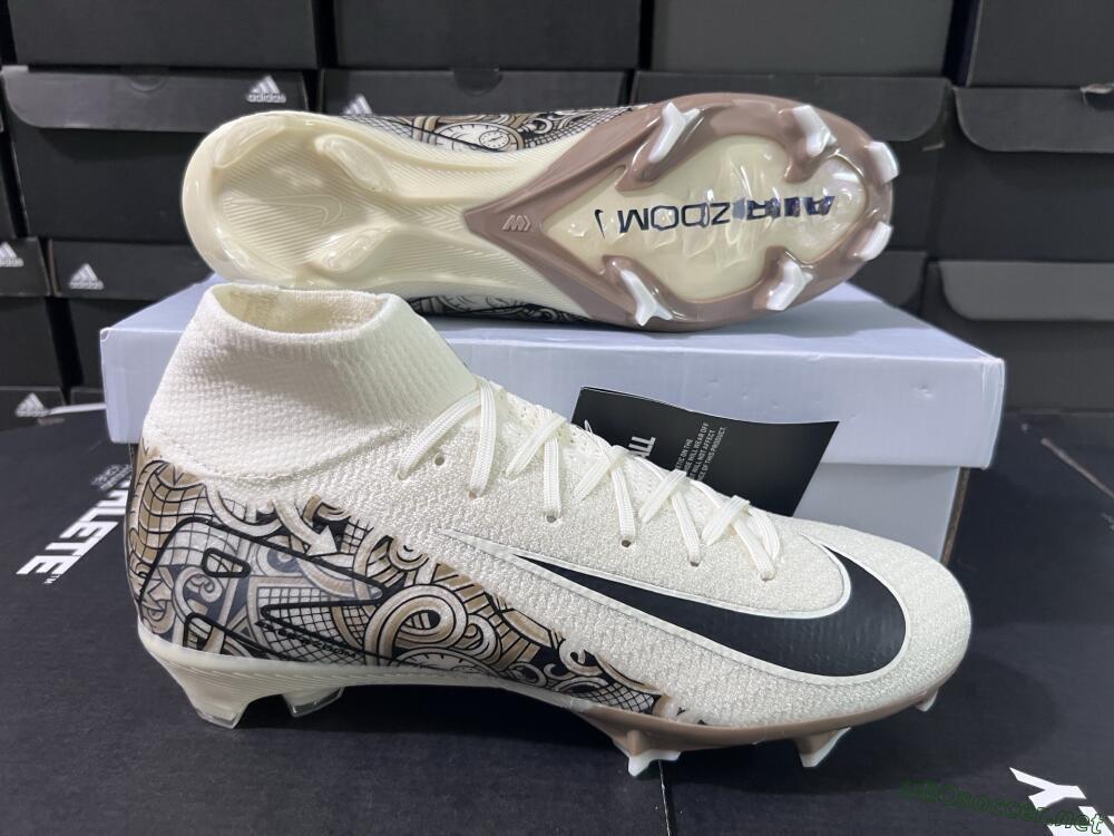 Men's Nike Air Zoom Mercurial Superfly 10 Elite FG Football Boots - Beige/Black/Yellow