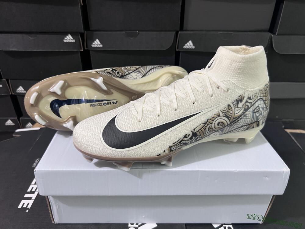 Men's Nike Air Zoom Mercurial Superfly 10 Elite FG Football Boots - Beige/Black/Yellow