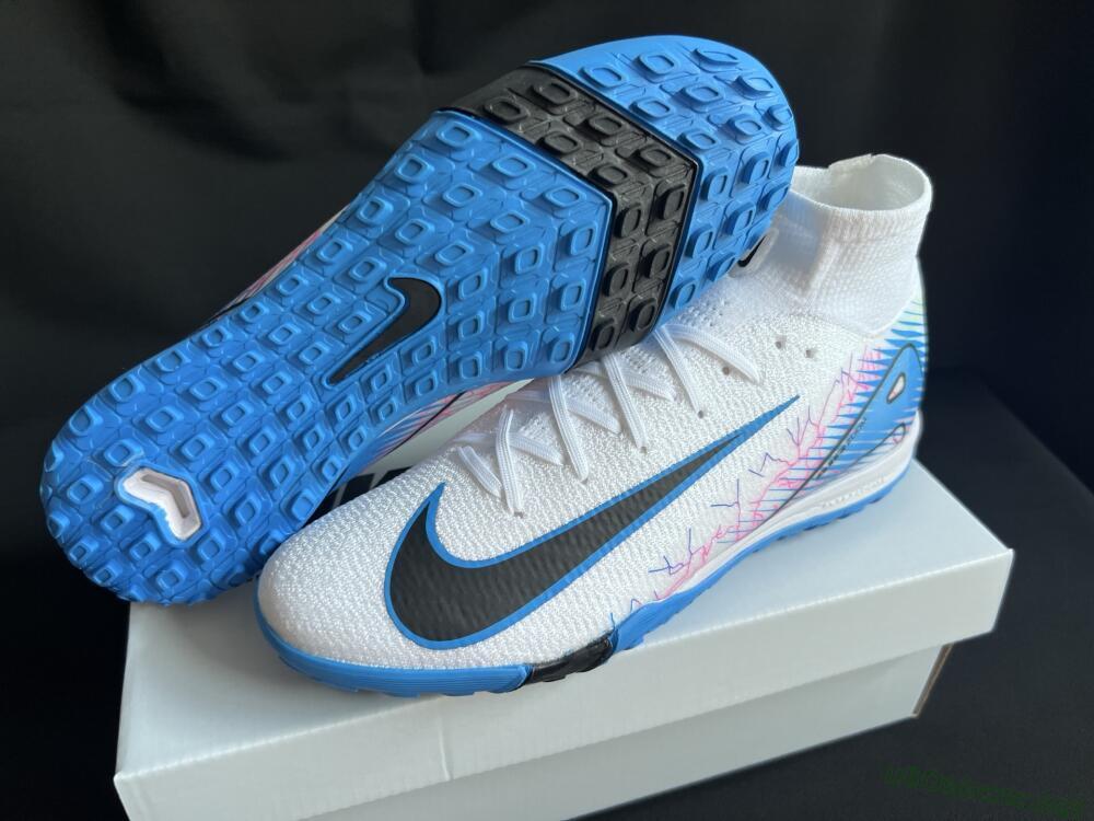 Unisex Nike Air Zoom Mercurial Superfly 10 Elite TF Football Shoes - White/Blue/Black