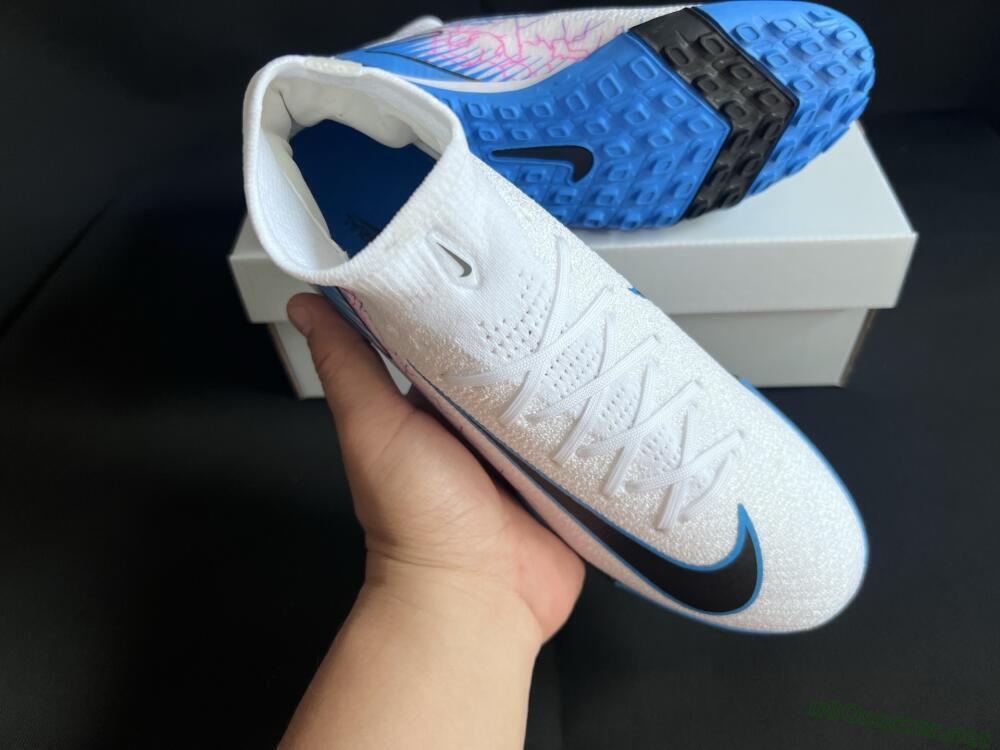 Unisex Nike Air Zoom Mercurial Superfly 10 Elite TF Football Shoes - White/Blue/Black