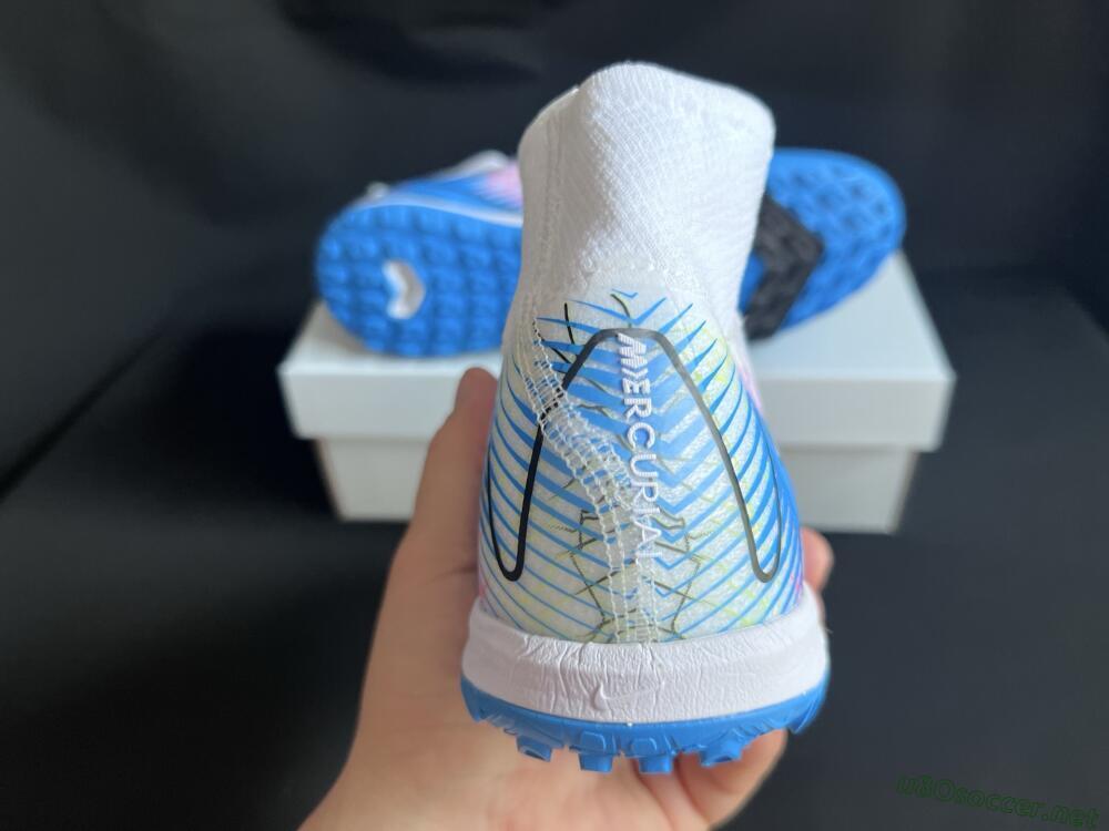Unisex Nike Air Zoom Mercurial Superfly 10 Elite TF Football Shoes - White/Blue/Black