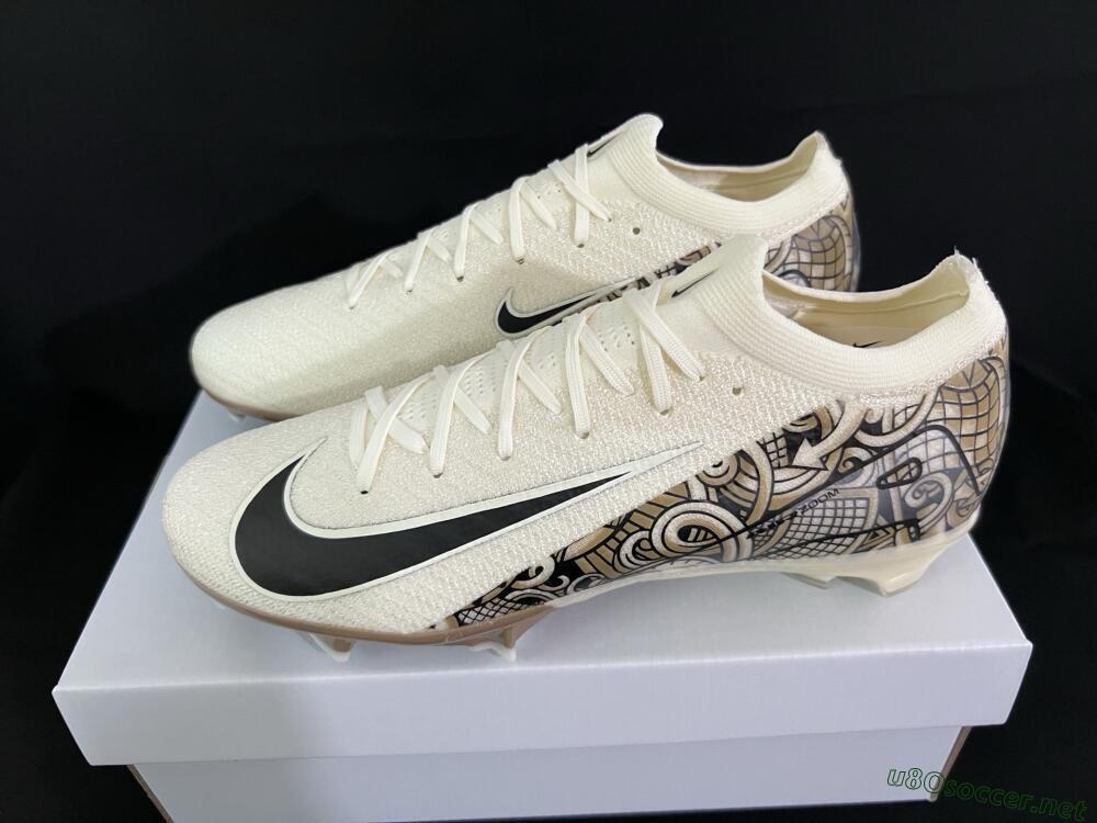 Men's Nike Air Zoom Mercurial Vapor 16 Elite FG Football Boots - Beige/Black/White