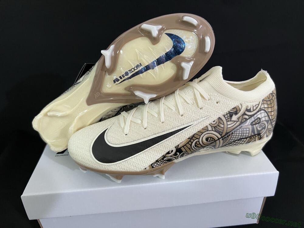 Men's Nike Air Zoom Mercurial Vapor 16 Elite FG Football Boots - Beige/Black/White
