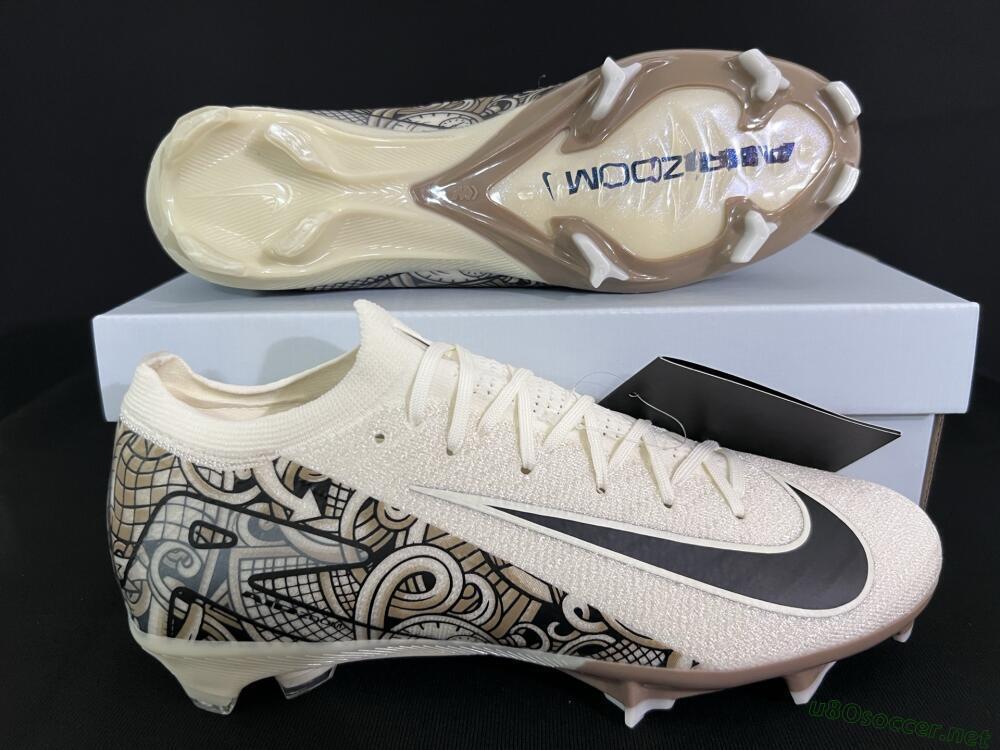 Men's Nike Air Zoom Mercurial Vapor 16 Elite FG Football Boots - Beige/Black/White