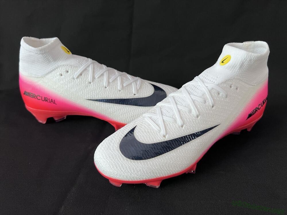 Unisex Nike Air Zoom Mercurial Superfly 10 Elite FG Football Boots - White/Black/Pink