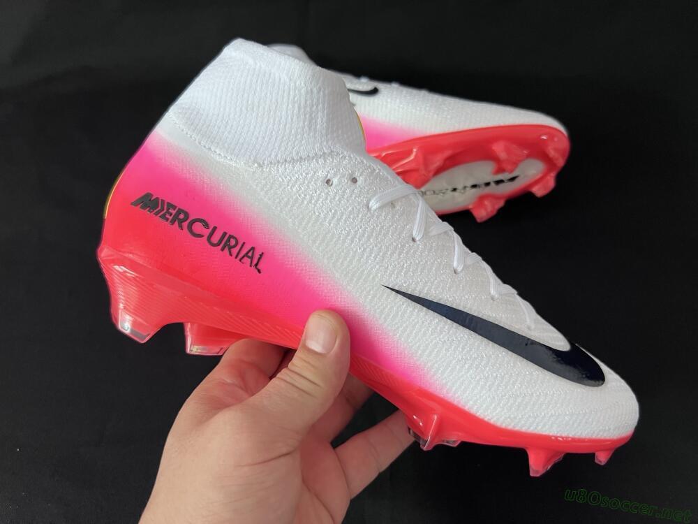 Unisex Nike Air Zoom Mercurial Superfly 10 Elite FG Football Boots - White/Black/Pink