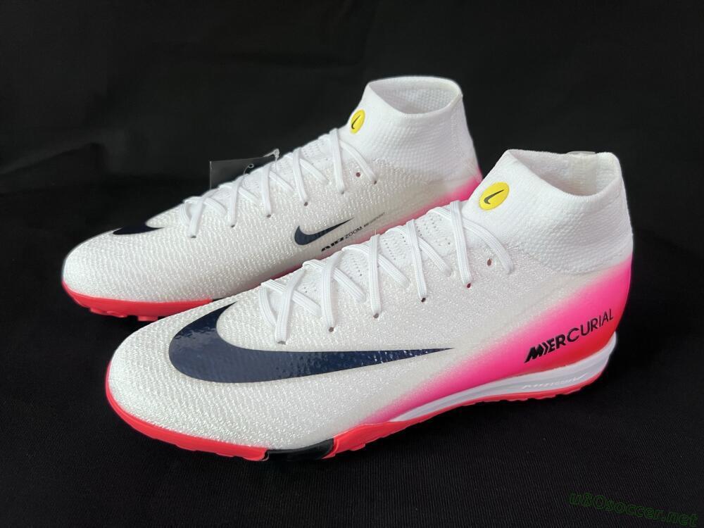 Unisex Nike Air Zoom Mercurial Superfly 10 Elite TF Football Shoes - White/Black/Pink